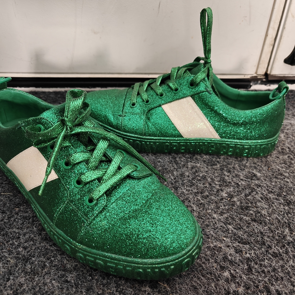 Green Glitter Kids Sneakers